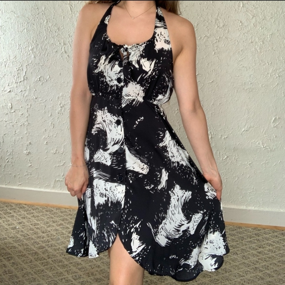 Forever 21 Silky Hi Low Button Down Halter Dress